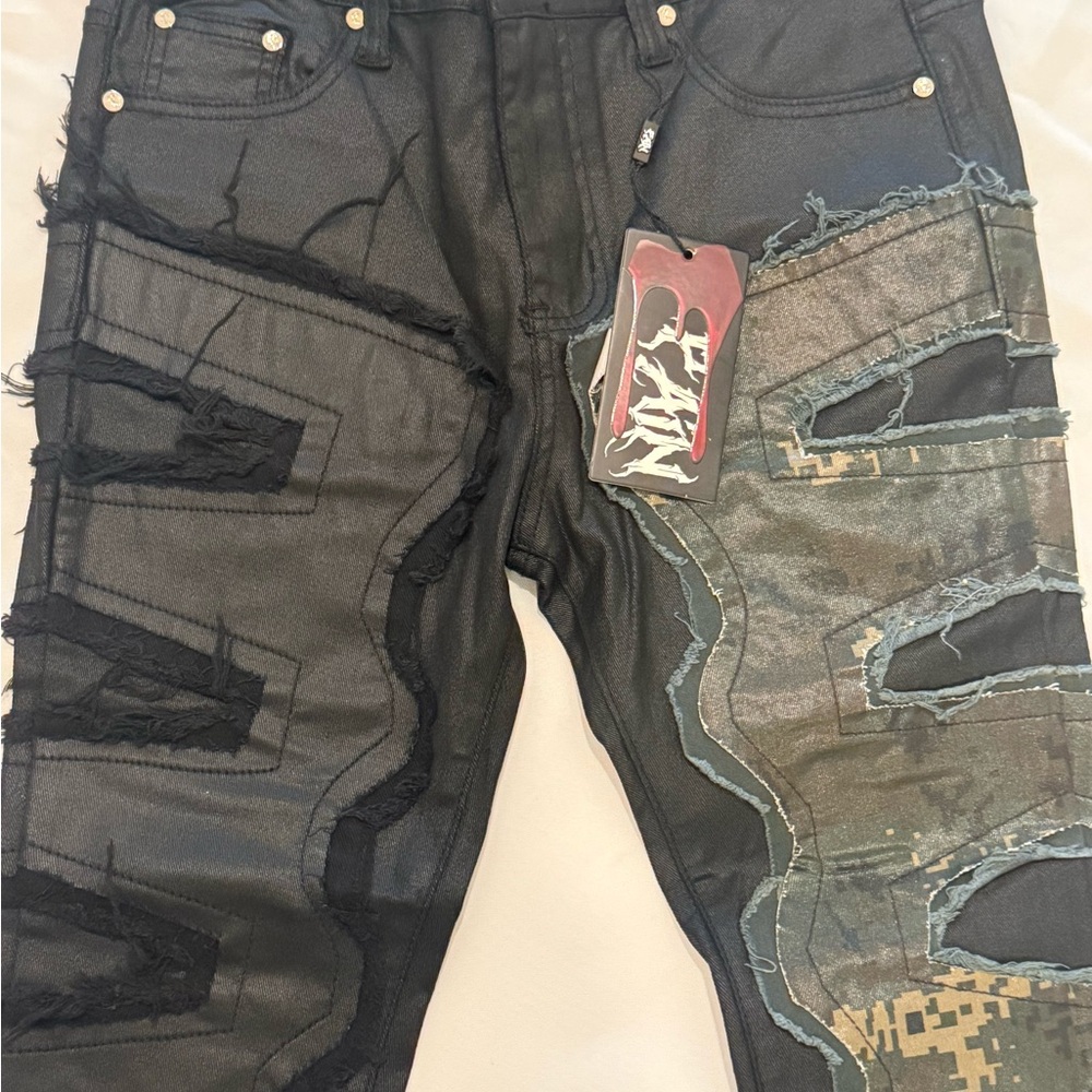 Edgy Black and Green Men's Patchwork Pants